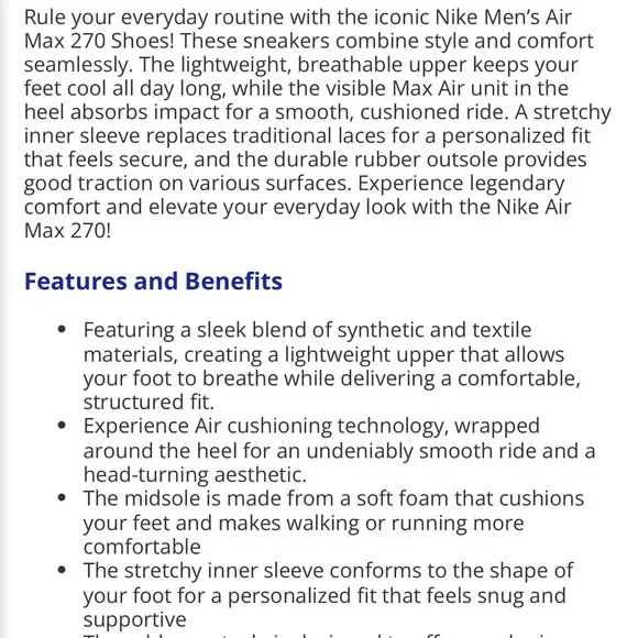 Nike Men’s Air Max 270 Houston Astros Shoes - Picture 11 of 16